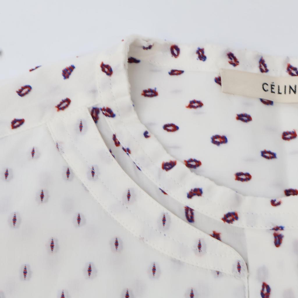 Celine 2 0M36/6712 White Phoebe Dot Tuxedo Shirt Tops 34 whiteUsed