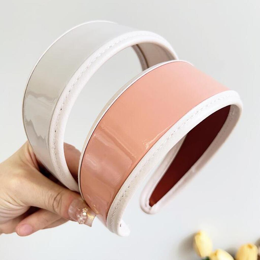 PROLY New Fashion Hair Accessories For Women Side Side PU Leather Hairband Solid Color Turban Summer Vintage Headband For Adult