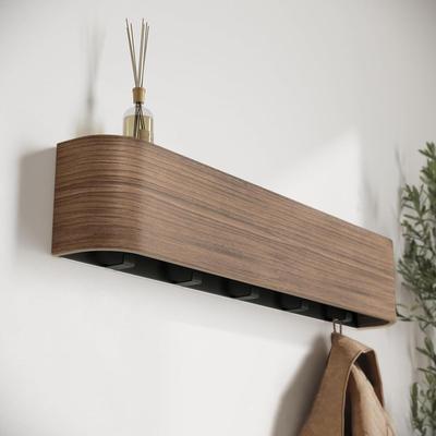 Garderobenständer Wandmontage Wandmontierter Kleiderbügelständer Mit Haken Bohrloser Organizer Holz-Kleiderbügel Für Haushaltstasche Schlüssel
