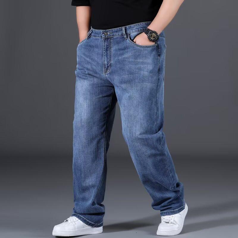 Loose Straight Leg Men's Jeans plus Size Denim Pants Autumn Style Big Size Youth Fashion Basic Model Long Trousers