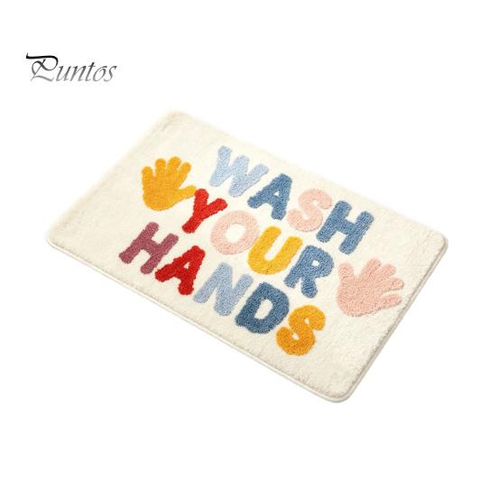 Fluffy Bathroom Floor Rug Modern Bath Mat, Absorbent Non-Slip Rug, Fun English Letters, Machine Washable Mat Cozy for Tub Sink Water Foot Pad