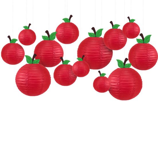 Fruit Lantern Chinese Style Red Fruit-Shaped Hanging Paper Lantern Decoration for Back To School Classroom Home Party Decor
