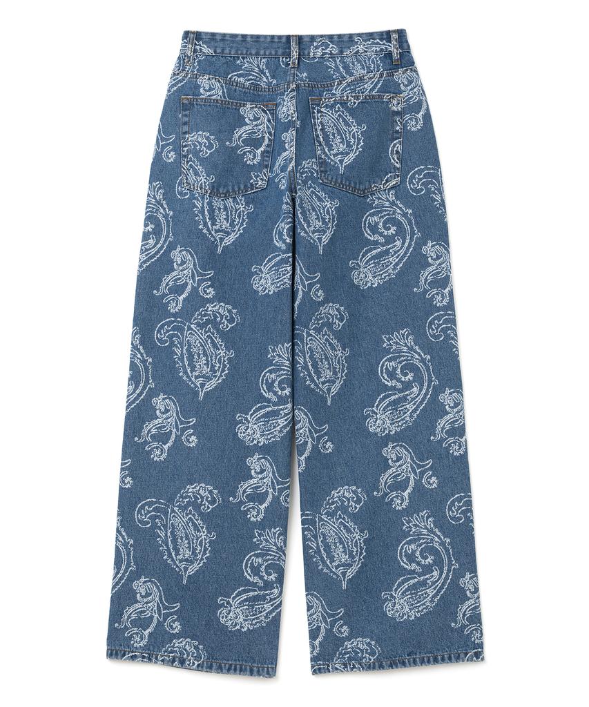 MILLO WOMEN Paisley Wide Jeans [Mid Blue]