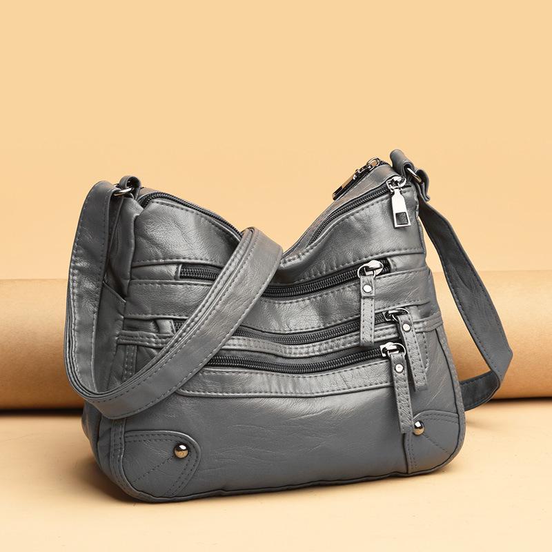 New Women's Multi-Pocket Soft Leather Shoulder & Messenger Bag - Ideal for Middle-Aged and Elderly Ladies
