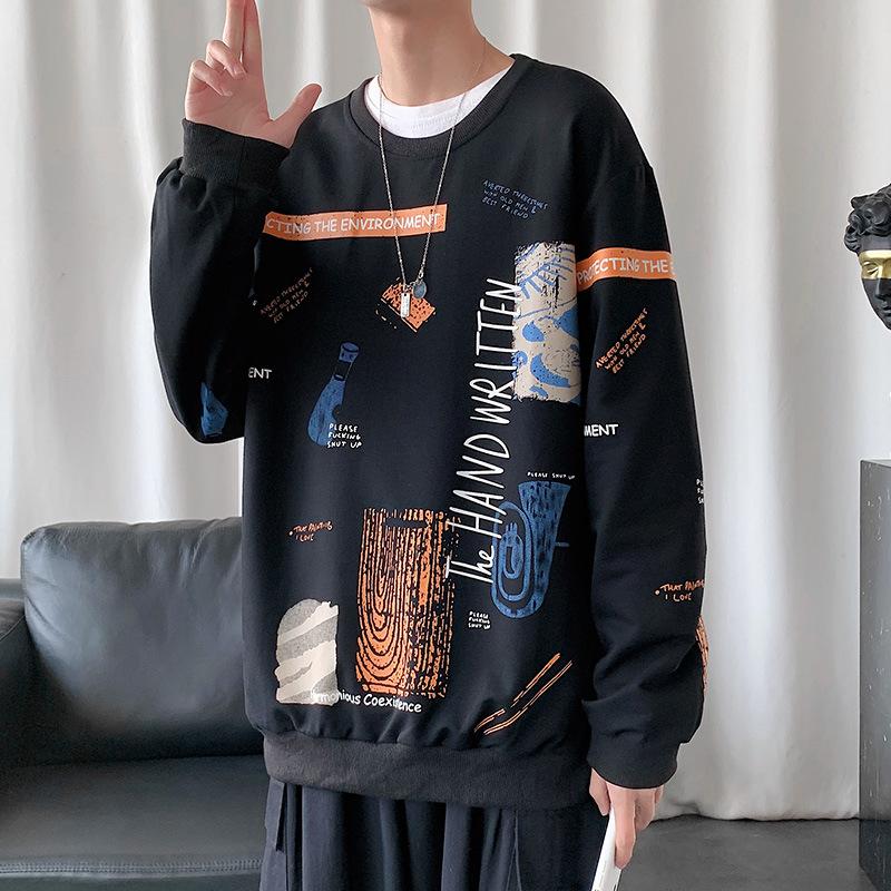 Suéter de talla grande de primavera para hombre, jersey de terciopelo grueso, holgado, informal, de cuello redondo, camiseta de manga larga 