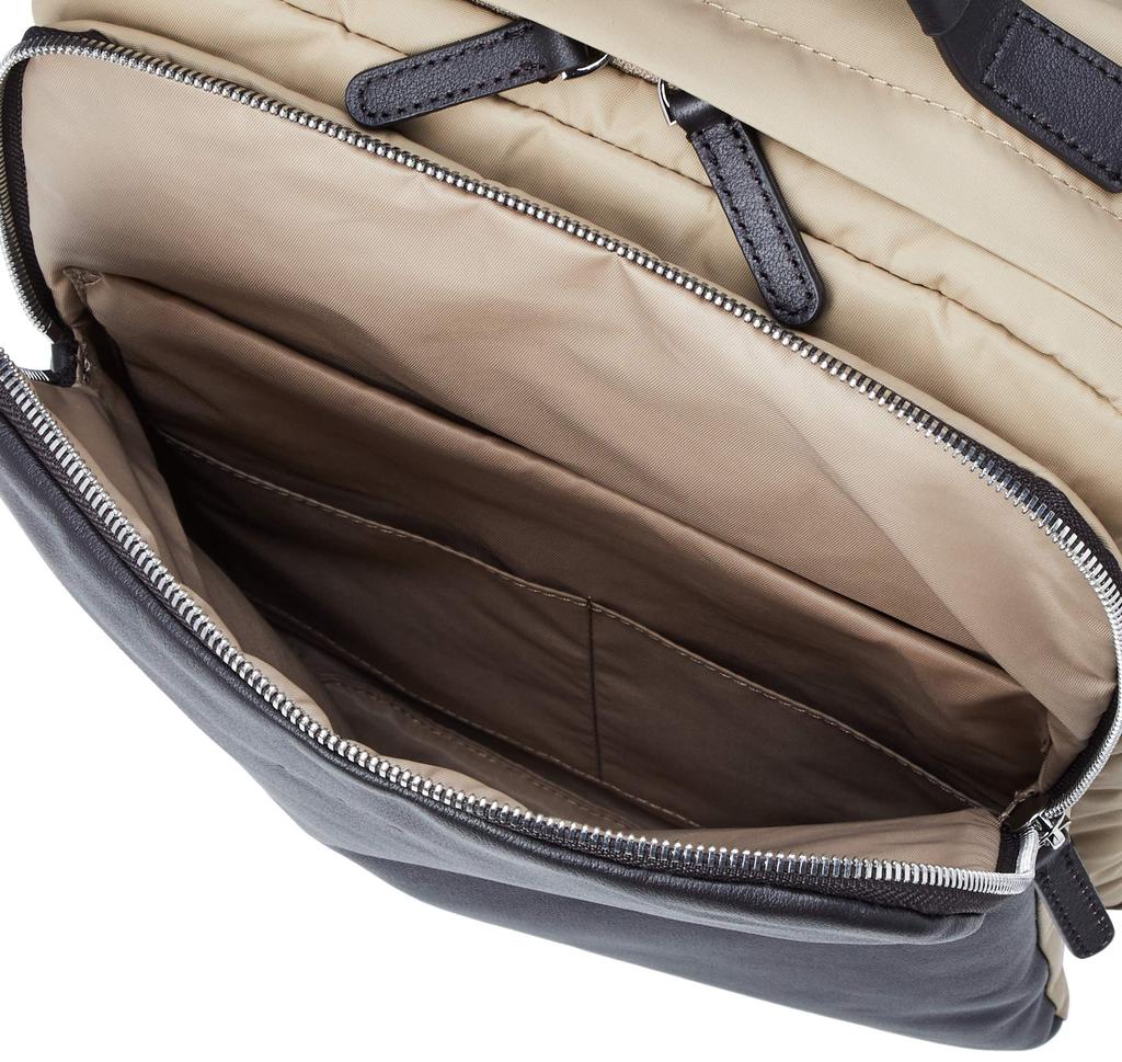 Recycled nylon x cow leather backpack Beige [Isaac] Y01-05-04