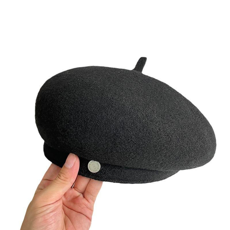 Woolen Beret Female British Retro All Match Octagonal Pumpkin Hat Japanese Style Literary and Artistic Little Painter Hat