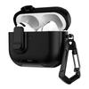 For Apple AirPods Pro Case with Stand Dual Color Texture TPU + PC Earphone Cover with Lock Buckle and Carabiner