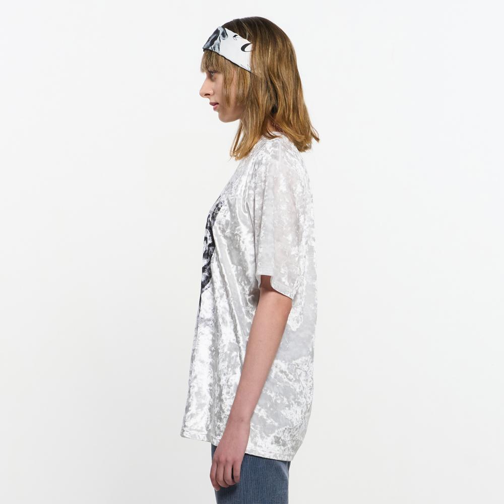 Kimjisu Velvet Print Oversized T-Shirt _ White