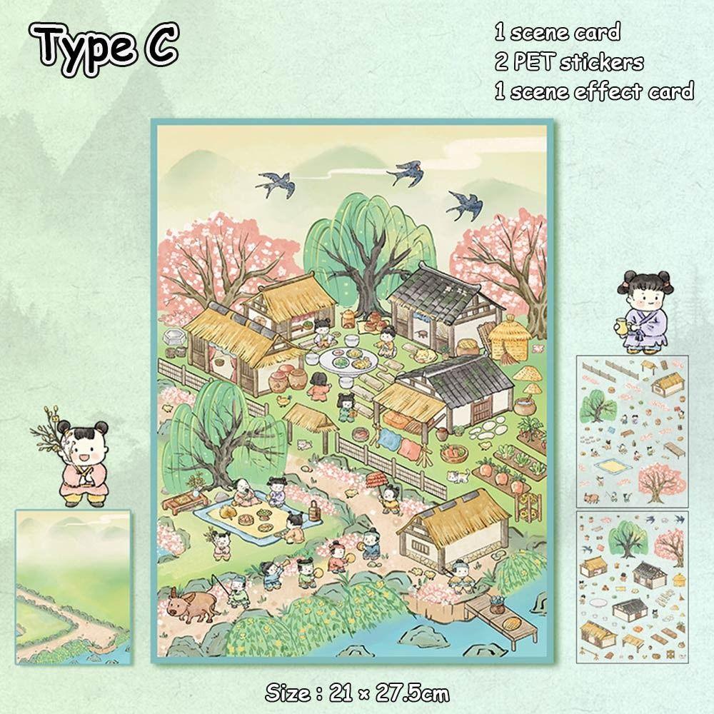 Naklejki Krajobrazowe 3D Naklejki do Układania Wizualnego DIY Nowa Scena Miniaturowa Naklejki 3D