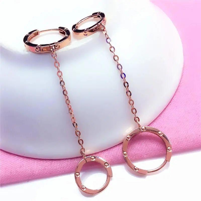 Purple Gold Round Ball Simple Fashion Personality Trend Temperament Two Wear Colored Gold Plated Rose Gold Ear Buckle