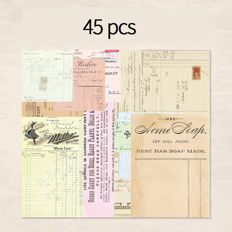 

45 pcs/pack Vintage inviscid Decorative paper DIY Scrapbooking material paper hand made Junk Journal Background paper