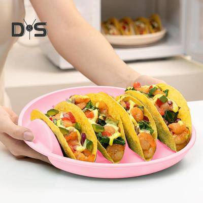 Taco-Halterplatten aus Silikon, großes Fassungsvermögen, Taco-Rack mit Trennwänden, BPA-frei, rutschfest, Tortilla-Tellerständer, Taco-Serviertablett für mexikanische Tacos für die Familie