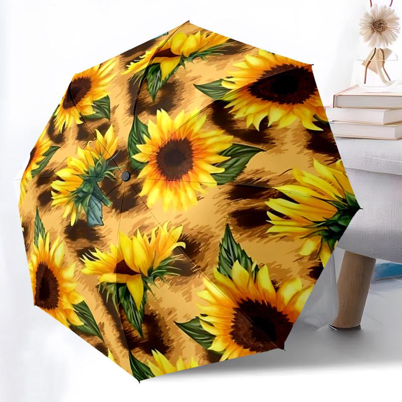 

1pc Sunflower Pattern Automatic Umbrella - Automatic Opening And Closing, Sturdy Iron Frame, Formal Occasions yy251018170
