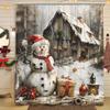 Vánoční sprchový závěs Santa Claus Vánoční strom Kočka Pes Zima Zasněžený Sněhová vločka Domov Polyesterová tkanina Koupelnová dekorace Závěsy