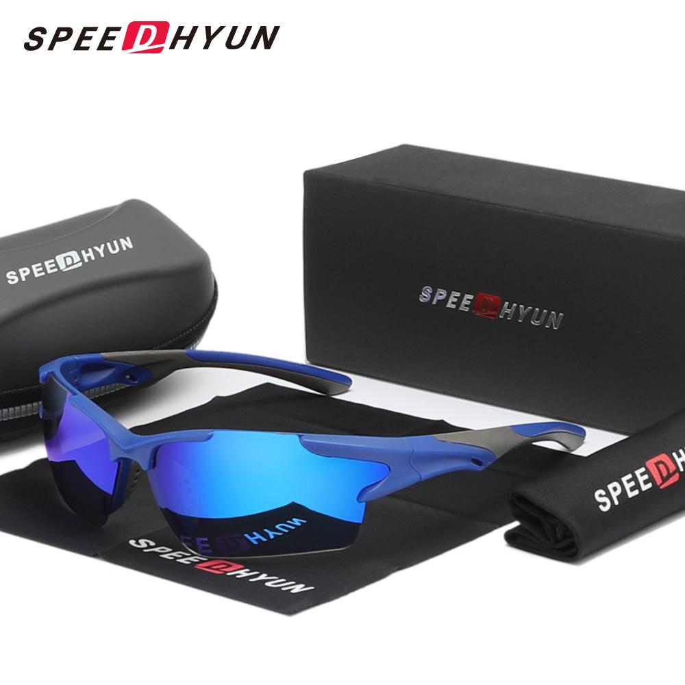 

SPEEDHYUN Модные велосипедные солнцезащитные очки в полуоправе, поляризованные, с защитой от бликов UV400, очки для верховой езды, спортивные очки для мужчин и женщин синий