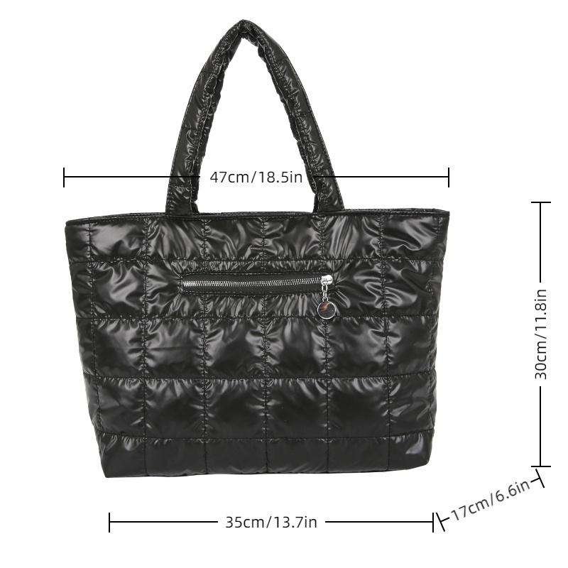 Winter Cotton Tote Bag High Capacity Women's Shoulder Handbags Quilted Female Handbags for Daily Commute Work Shopping and Travel