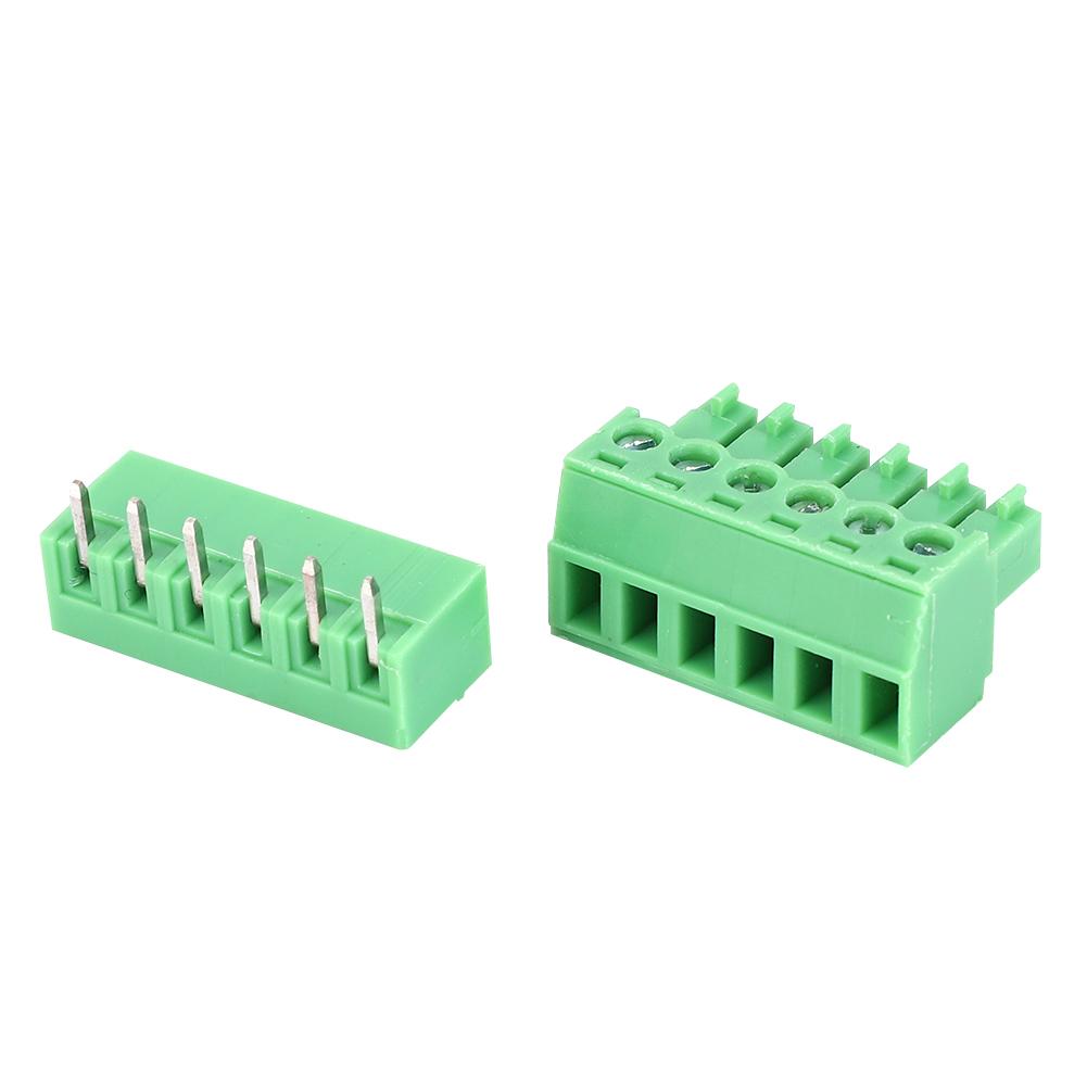 10 Pairs 6-Pin Screw Terminal Block 15EDG 3.81mm Pitch Male Female Pluggable Terminals
