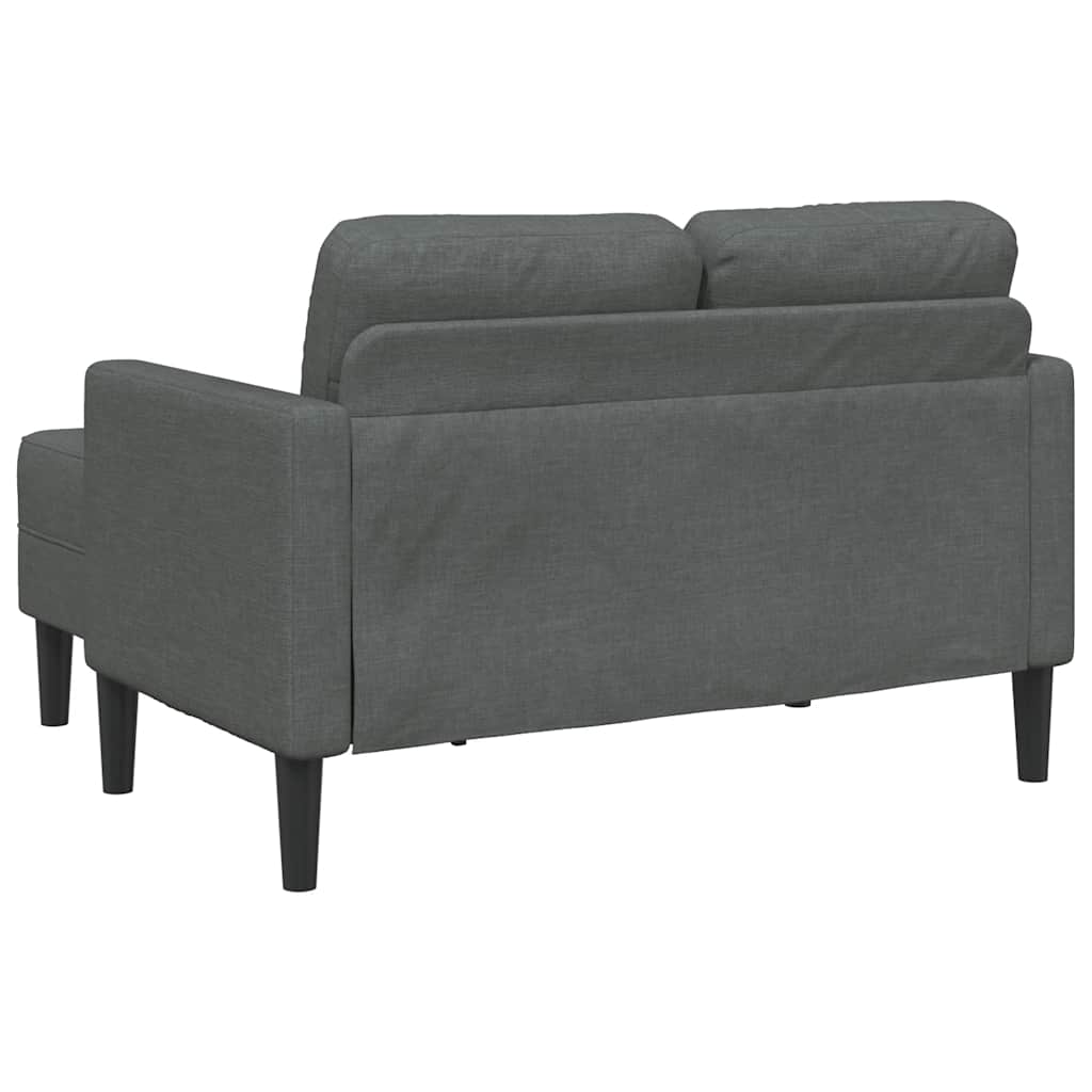 2 Seater L Shaped Sofa with Chaise Longue Dark Gray 125 Cm Fabric