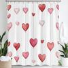 1Pc Romantic Pink Love Print Waterproof Shower Partition Privacy Hanging Curtain With 12 Hooks Multiple Size Machine Washable