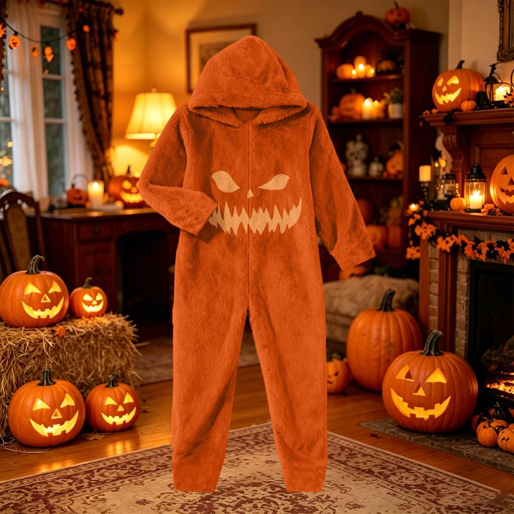 Kids' Halloween Printed Flannel Pajama Set for Cozy Lounging