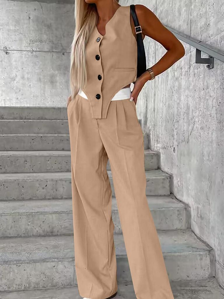 2024 Women's Cross-Border Casual Vest Fashion Set