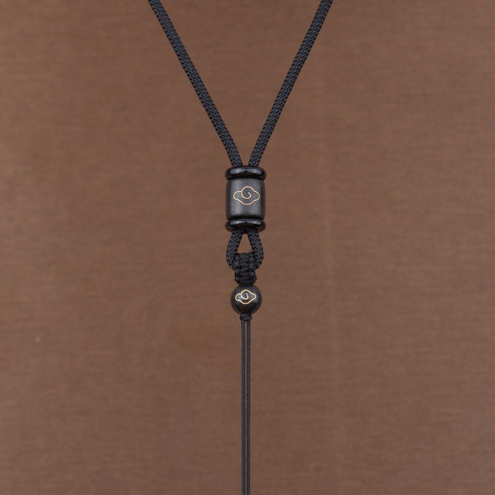 

Ebony Jade Buddha Pendant Lanyard Necklace Rope for Men and Women