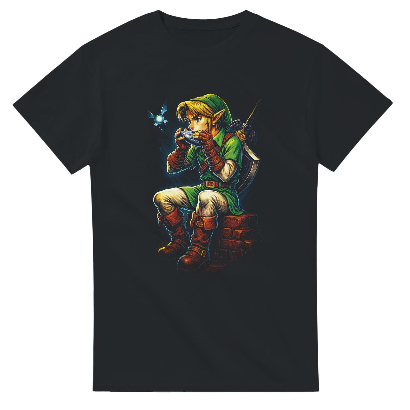 Link Ocarina Halftone Heavyweight Unisex Crewneck T shirt | Gildan® 5000 S