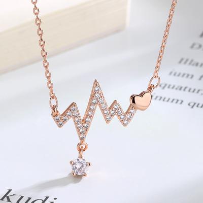 Female Heartbeat Necklace Simple Student Mori Tattoo ECG Pendant Clavicle Chain Neck Neck Chain