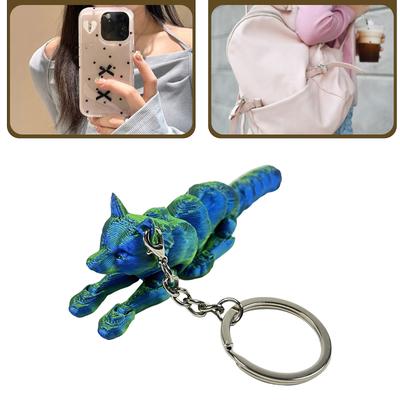 3D Printed Wolf Keychain with Realistic Details and Multiple Joint Designs Accessory for Animal Lovers and Collectors
