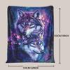 Two Wolves and Floral Patterns Flannel Printed Blanket Suitable for All Seasons Suitable for Living Room Office Sofa and Travel
