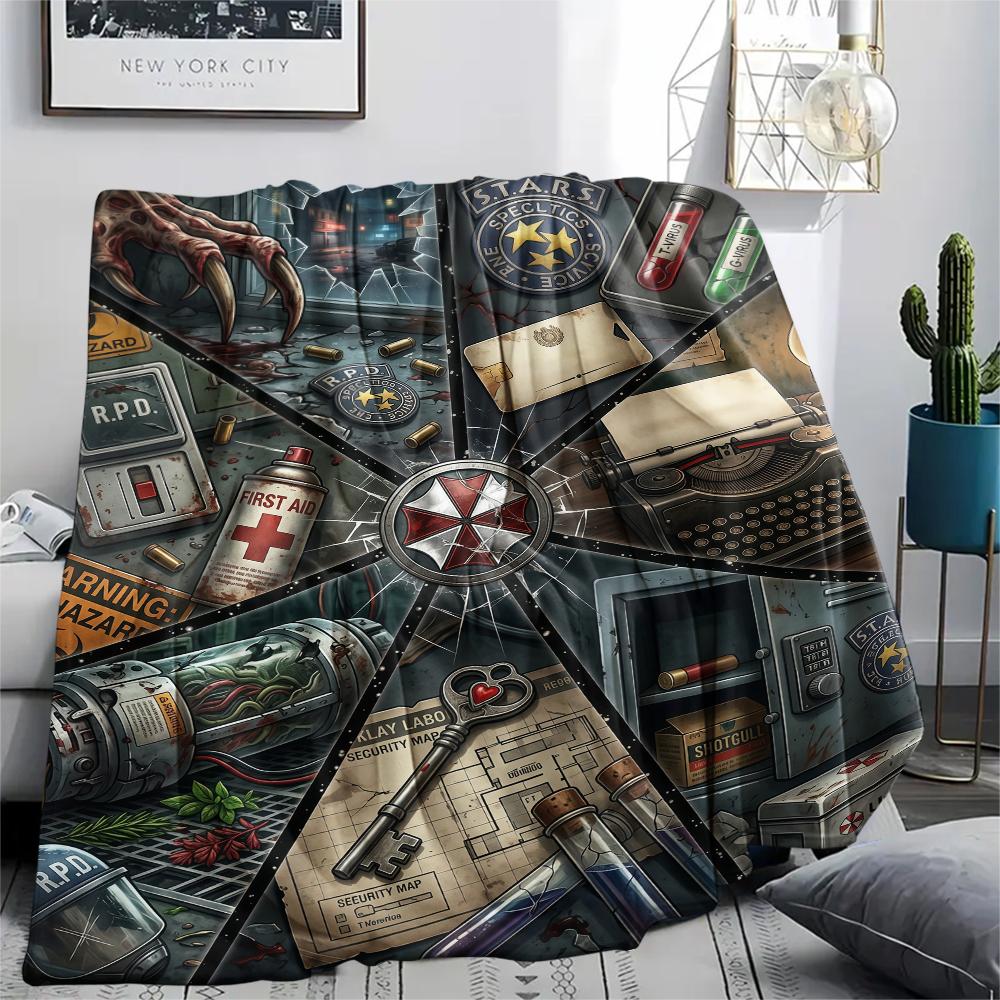 Resident Evil Survival Horror Art Set Flannel Blanket, Birthday & Holiday Gift, Soft Warm Throw for Home Decor.chl