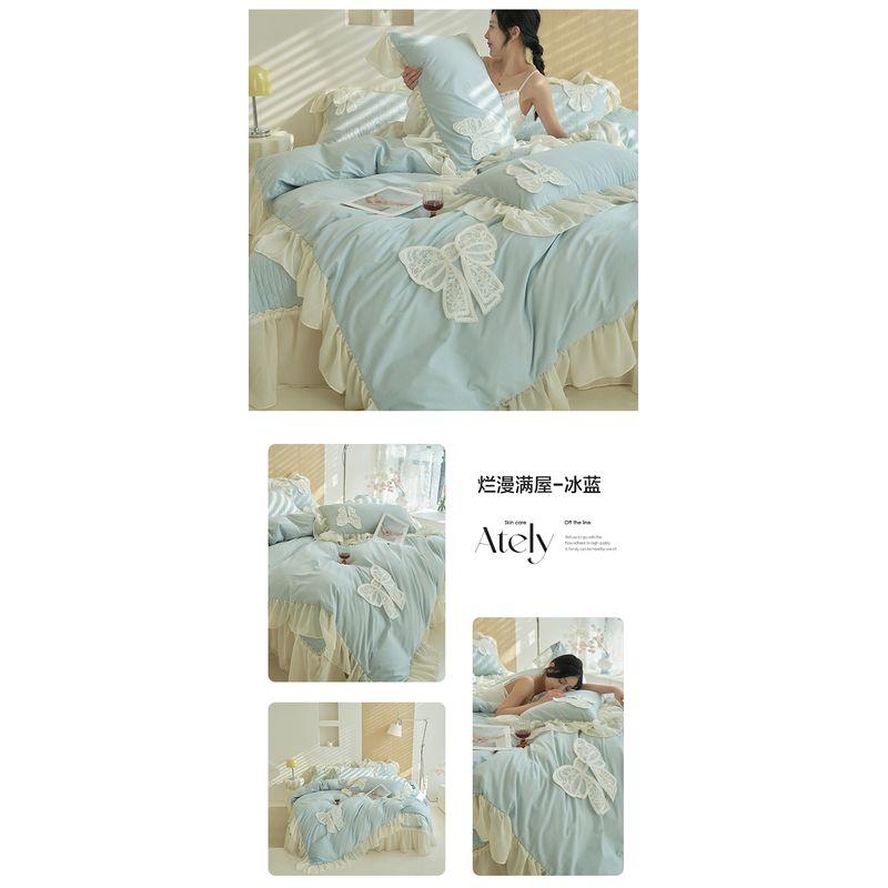 

Кремово-желтые банты Цветочный пододеяльник Набор из четырех предметов Молодежный стиль Сердце Принцесса Стиль Покрывало Простыня на резинке Наволочка Набор из трех предметов Корейский стиль Pair of same style pillowcase Full House-Ice Blue