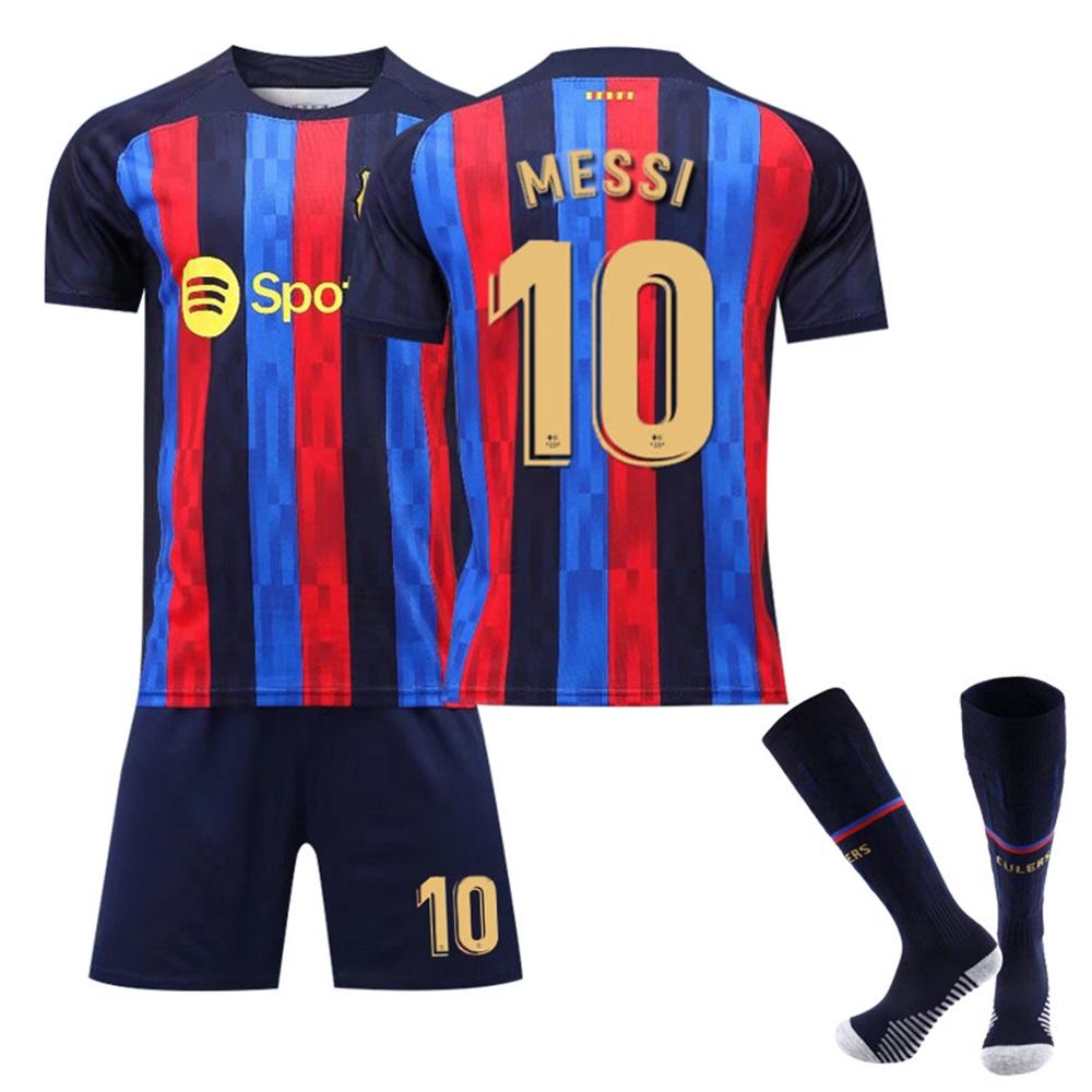 Jugendliche Kinder Erwachsene Benutzerdefinierter Name Fußballtrikots 22/23 Barça Heim #10 MESSI Sport Trainings Trikot Set mit Socken