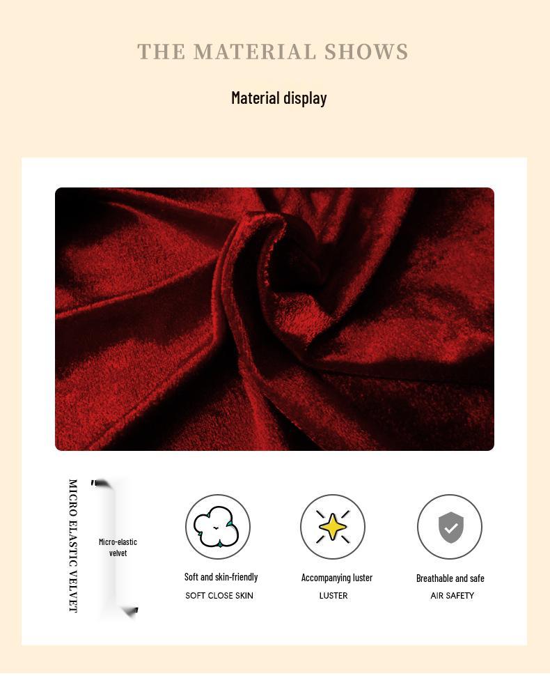 Fiyun Cămașă de noapte sexy din catifea cu dantelă cu decolteu adânc în V și set de pijama