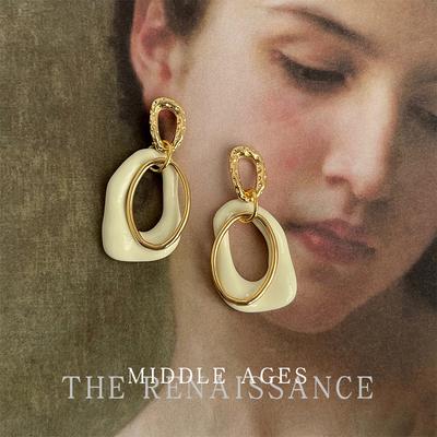 Medieval Niche French Stud Earrings Overlapping Geometric Drip Earrings Retro Hong Kong Style Earrings
