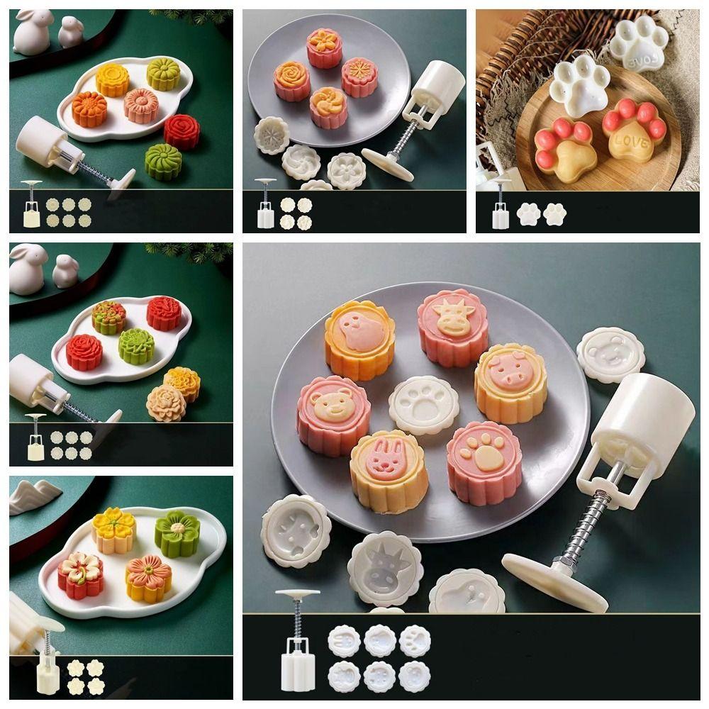 Flower-shaped Cookie Stamp Mould 3D Pastry Making Tools Bakeware Mooncake Mold  Kitchen DIY