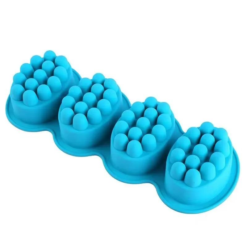 4 Hole Oval Massage Soap Silicone Mold DIY Multicavity Geometry Round Candle Resin Making Tool Cake Baking Mould Gift