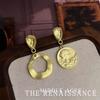 Medieval Matte Hammer Pattern Metal Asymmetric Earrings French Retro Head Niche Earrings Women