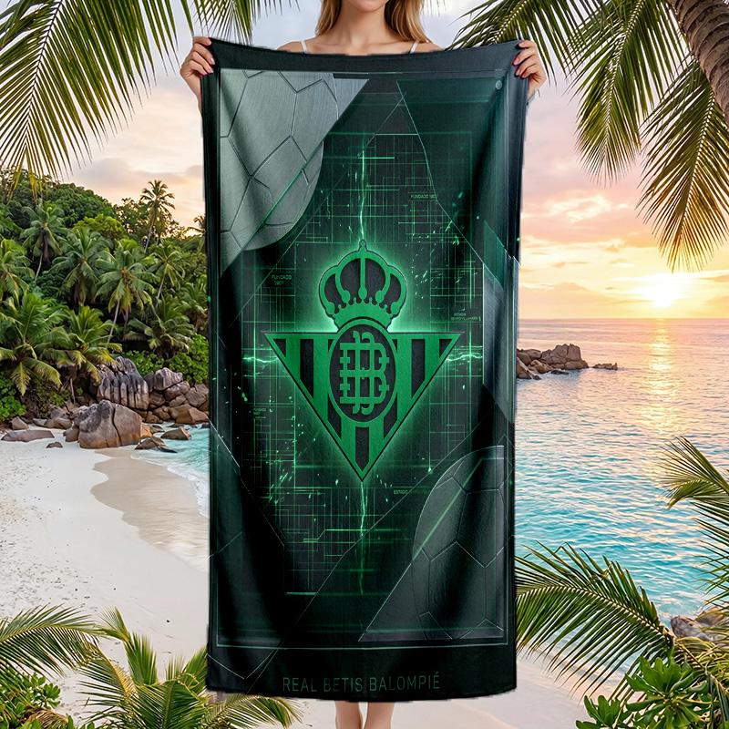 Real Betis Football Beach Towel Soft Microfiber Summer Towel Quick Dry Absorbent Towel for Beach Swimming Pool Travel