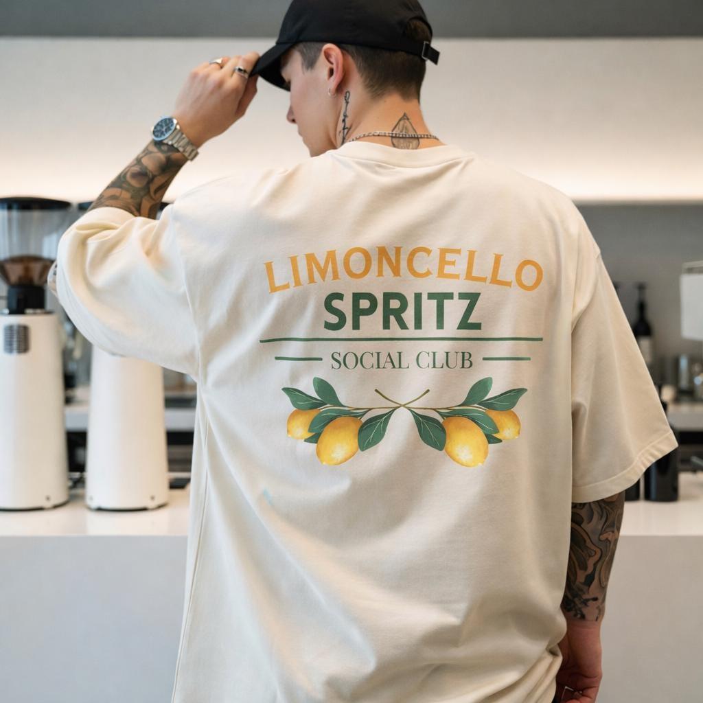 Limoncello Spritz Social Club T-Shirt _ Vintage Italienischer Sommer Tee Y2k Kurze Ärmel Klassisch Übergroß Unisex Harajuku hohe Qualität XXXL white