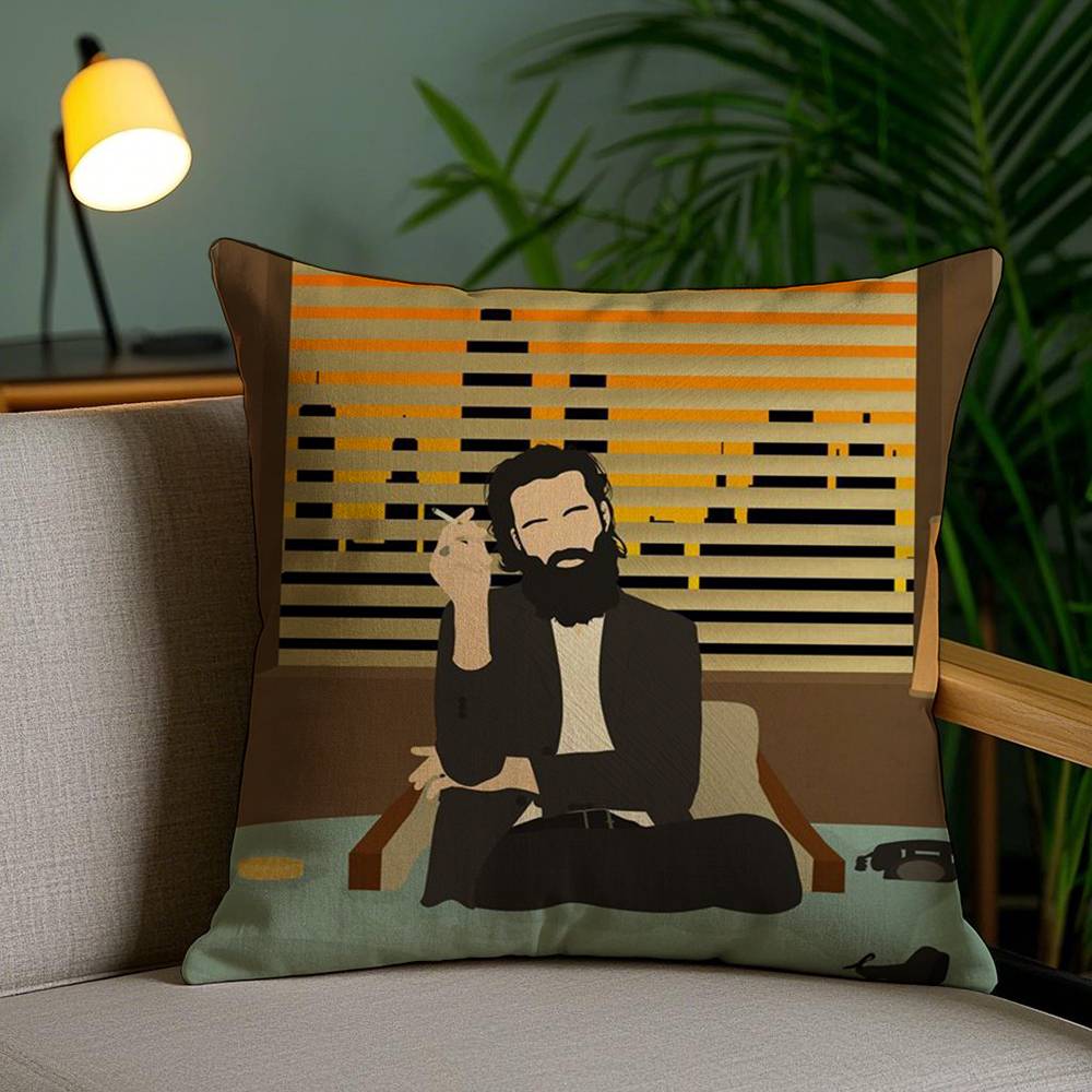 Father J-John Misty Pillow Case Home Dorm Chair Back Short Plush Double-Sided Printing Office Nap Time Cushion Cover