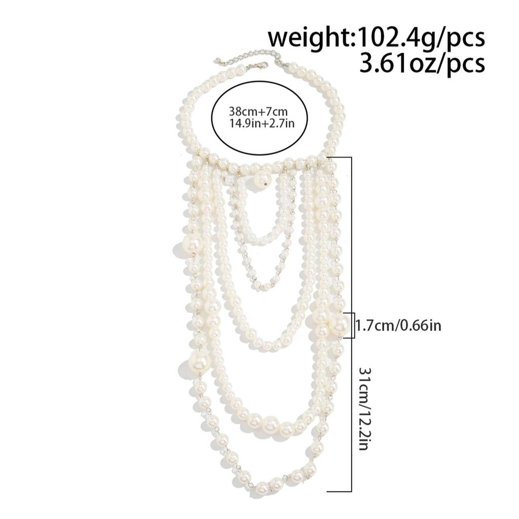 Ingemark Boho Luxury Multi-Layer Imitation Pearls Pendant Necklaces Women Exquisite Silver Color Chain 2026 New Year Jewellery