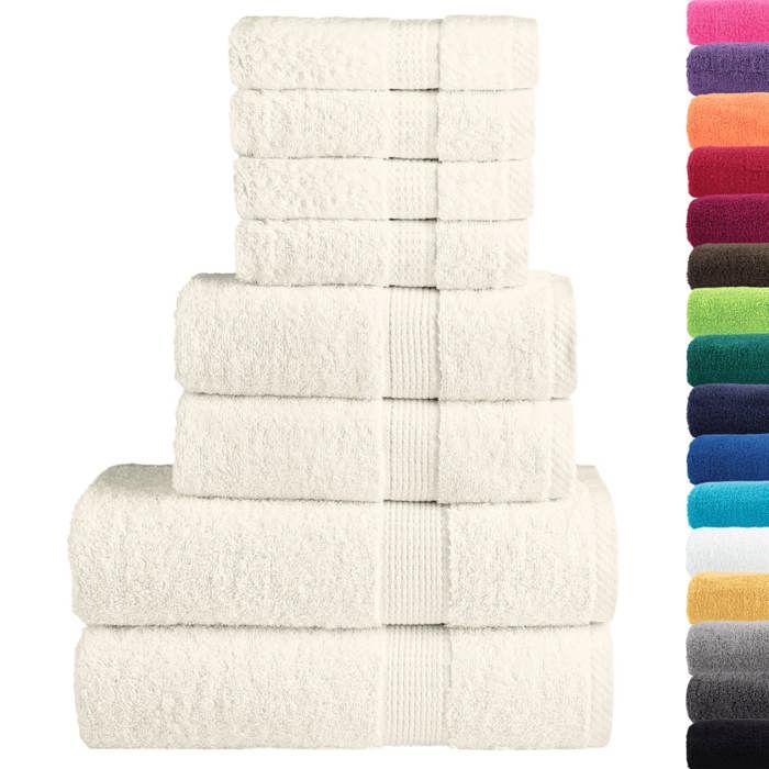 VidaXL Ensemble de Serviettes de Qualité Supérieure 8 pcs, Essuie-mains, Serviettes de Douche, Draps de Bain, Serviettes 137550
