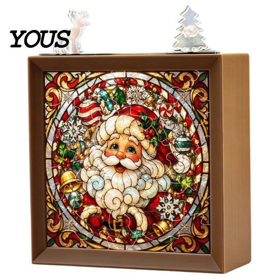 Innen-Haus-Dekoration DIY Weihnachten Acryl-Puzzle Nachtlicht, Holzrahmen Handmontiertes Puzzle Schreibtischlicht Lampe, Kreatives LED für Schlafzimmer