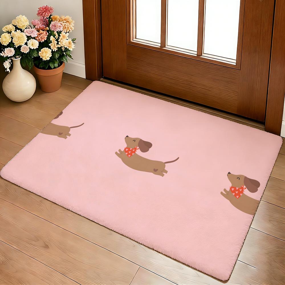 Dachshund puppy Floor Mat Cozy Flannel Soft Thick Non-Slip Mat for Living Room Bedroom Kitchen Decor Rugs