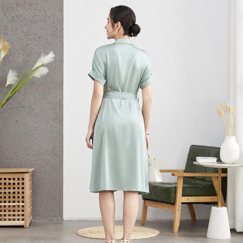 Women's Waist-Hugging Mulberry Silk Dress: Niche Summer Medium-Length Skirt