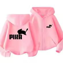 Children Zipper Cardigan Hoodies Print Tops Boy Black Girls Pink Sweatshirt Coat Long Sleeve Casual Fashion Hooded