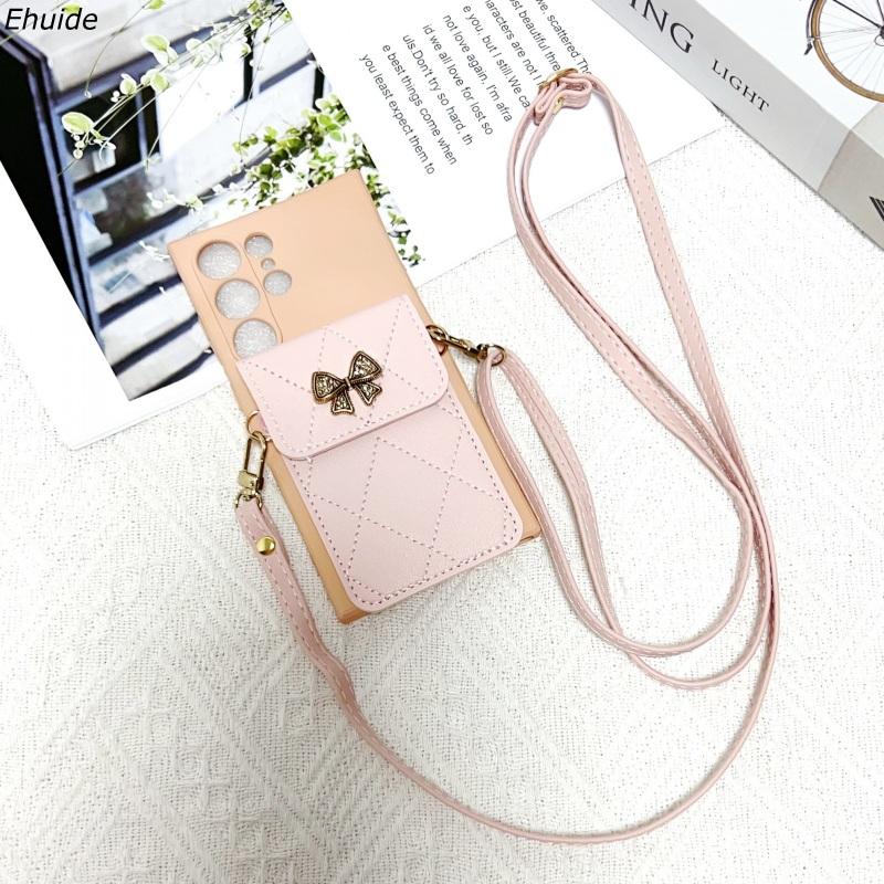 Butterfly Wallet Strap Case For iPhone 16 Pro Max 15 11 13 12 14 Plus 16E 17 Diamond Card Holder Crossbody Cord Lanyard Cover
