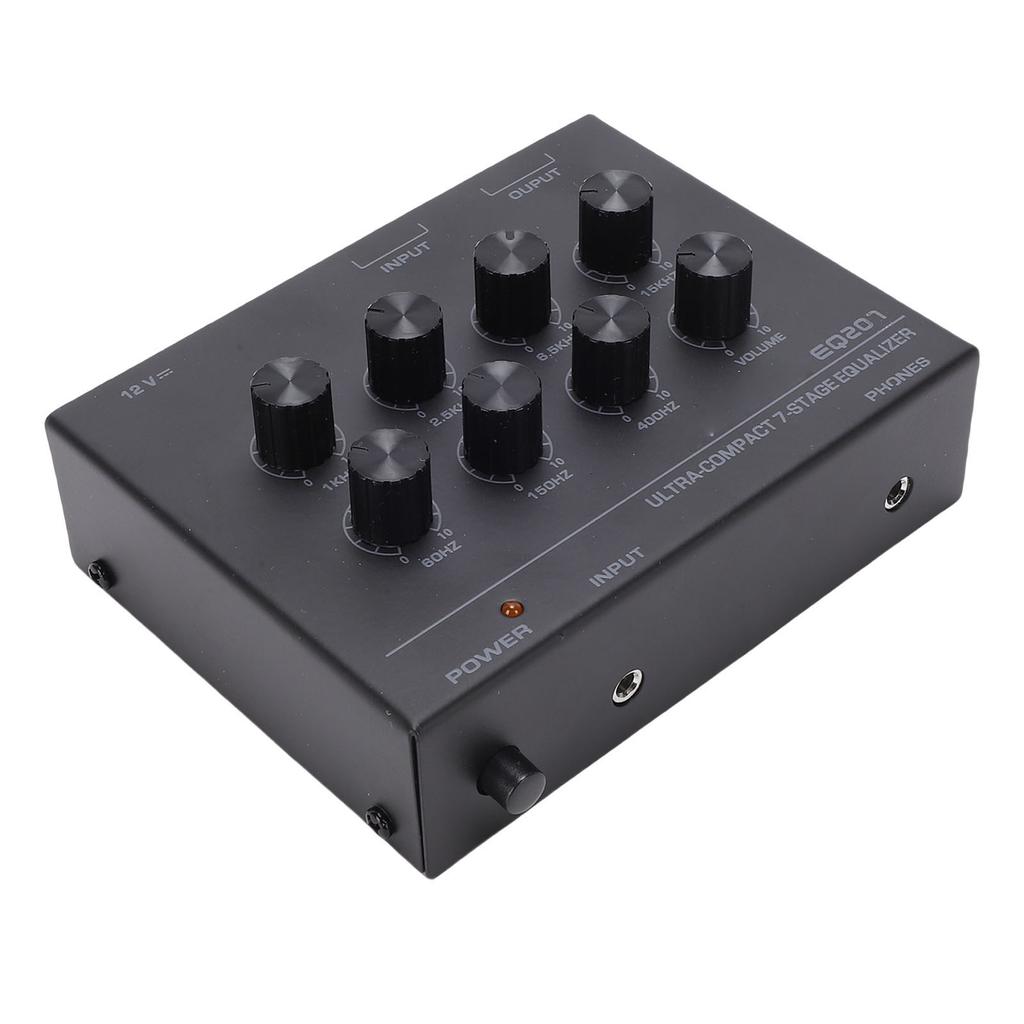 7 Band Sound Equalizer with 3.5mm Input Headphone   Two Channel Digital Equalizer for Home Car Treble and Bass Adjustment